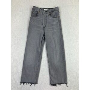Levi's Ribcage Straight Ankle Jeans Womens 24 Gray High Rise Button Fly W24 L27